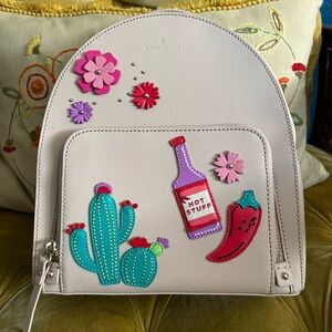 Kate Spade Cream Backpack & wallet set with Colorful Patches🌸🌵🌶️
